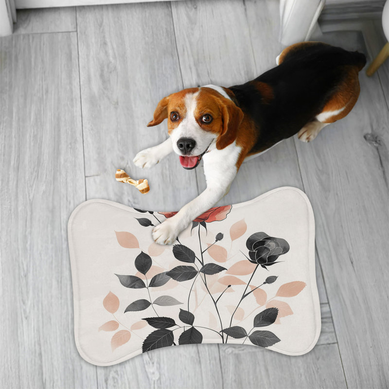Monochrome Rose Designs - 1 Piece Bone Shape Feeding Mat