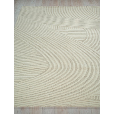 Entro Handmade New Zealand Wool Beige/Ivory Area Rug