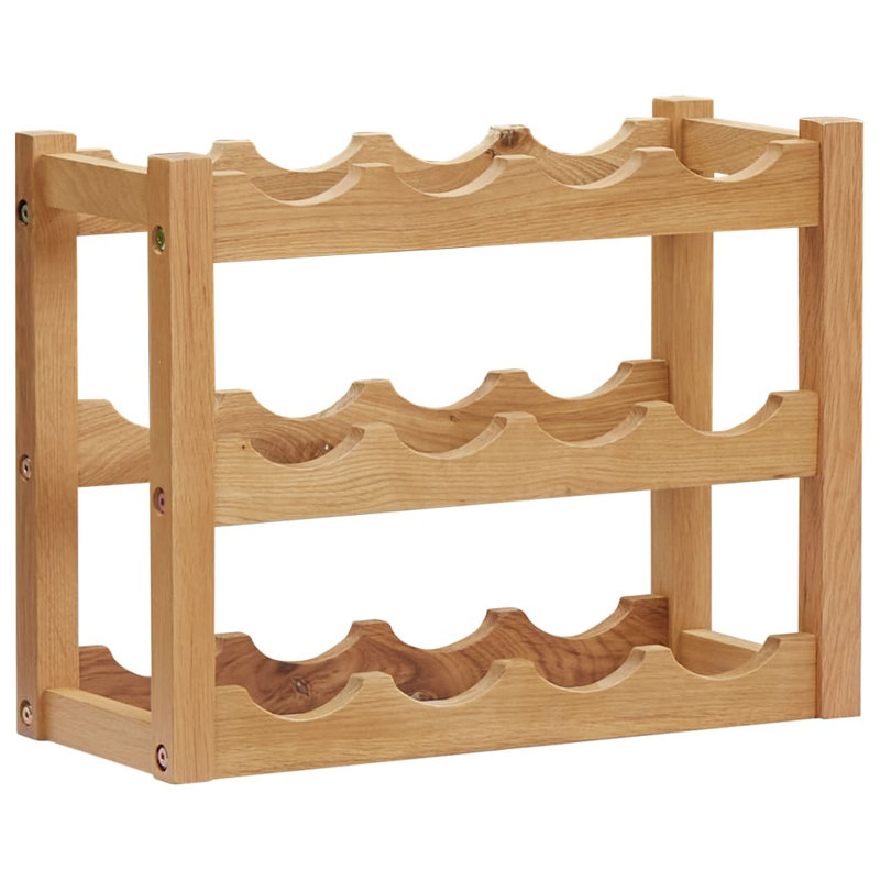 Teague Solid Oak Wood Wine Rack for Bottles Living Room Wine Holder, 36Cm H x 47Cm W x 21Cm D