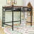 Metal Loft Bed with Bookshelf and Guardrails-1676270418