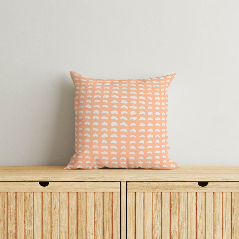 Coussin décoratif Gio, H 18 po x l 18 po, Pêche / géométrique orange