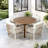 5-piece Patio Dining Table Set Included 1 Extendable Coffee Table, 4 Rattan Arm Chairs With Cushions And Iron Frame