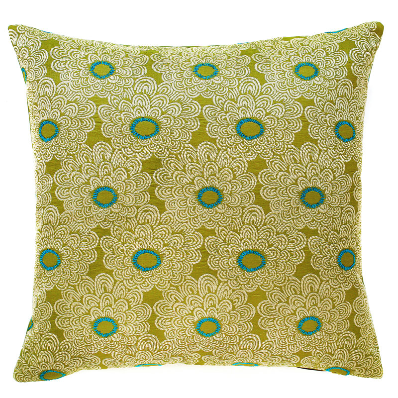 Floral Feather Throw Pillow, Kiwi