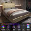 Structure de lit avec lumière DEL et station de charge, structure de lit plateforme tapissier avec tête de lit réglable / support de lattes en bois / haut-parleur Bluetooth, aucun sommier nécessaire / silencieux-2023738916