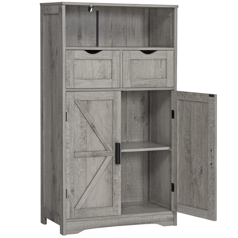 Ayvri Accent Cabinet with 2 Drawers & Doors, Gray