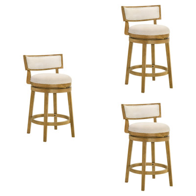 Tabouret de bar de cuisine à hauteur de comptoir pivotant en bois Noely Modern Farmhouse