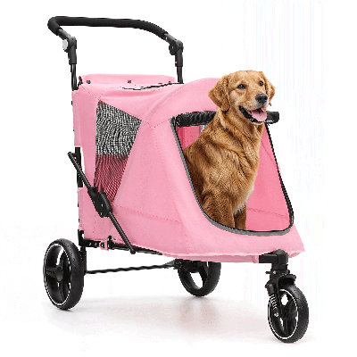 Foldable Pet Stroller for Small & Medium Dogs and Cats 3-Wheel Dog Stroller with 9 Angles Adjustable Handlebar 
