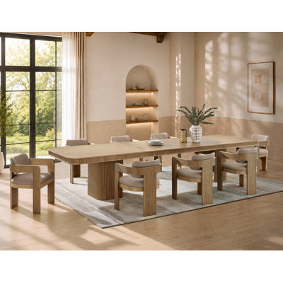 Table de salle à manger/conférence Giulia extensible, rectangulaire, plateau en bois massif, 284 cm à 406 cm