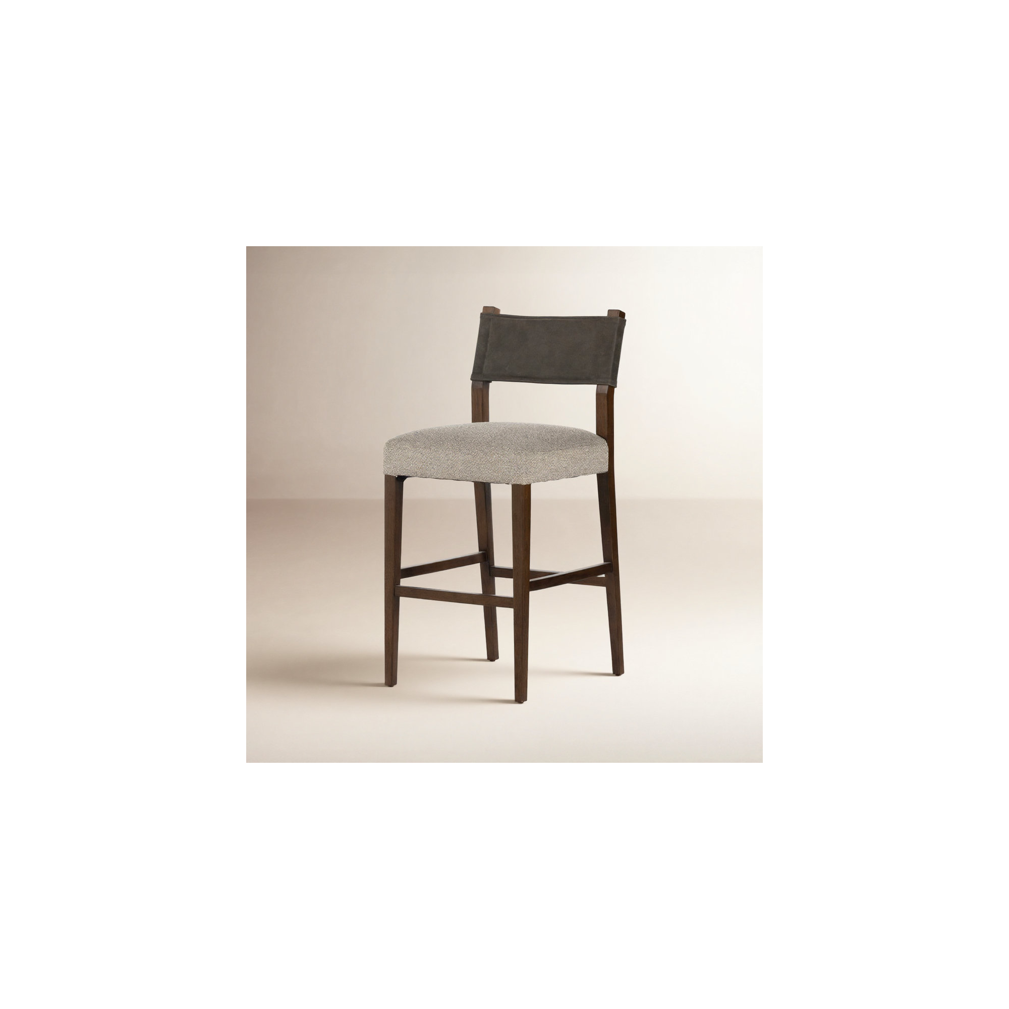 Lorretta Leather Stool, Antique Sable, Tulsa Ink/Rayon/Viscose, Bar Stool (29.92" Seat Height)