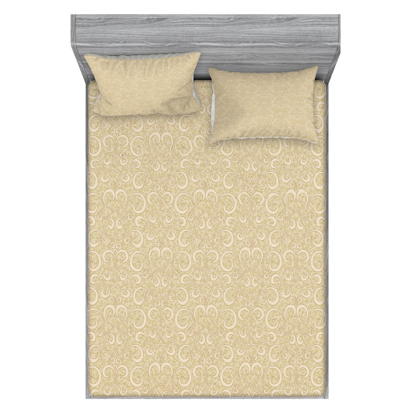 Microfiber Floral Sheet Set, Queen Sheet + Fitted Sheet + 2 Pillowcases
