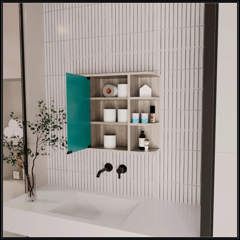 6-Shelf Medicine Cabinet With Mirorr, Light Gray