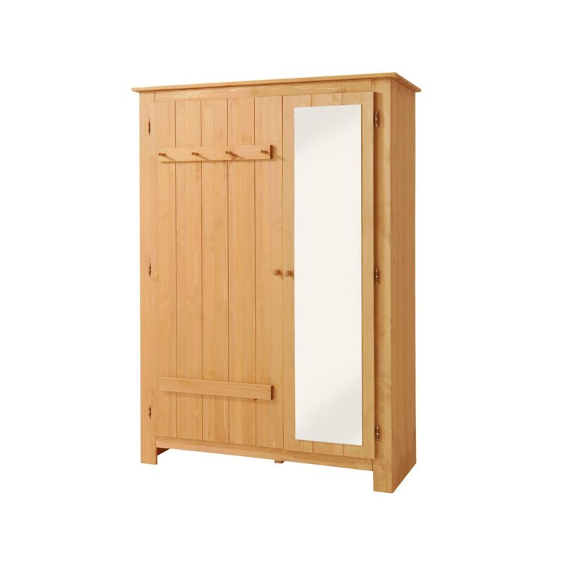 Youssouf 2 Door Solid Wood Wardrobe, Stain Wax