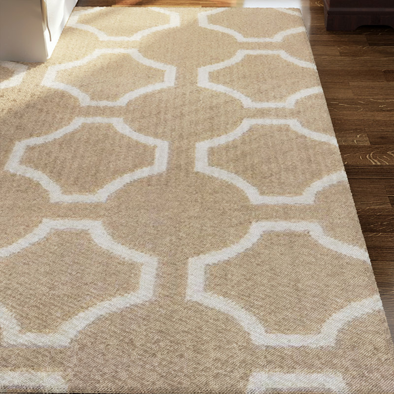 Tapis brun clair en laine tissé à la main Larksville, Rectangle 3 pi 6 po x 5 pi 6 po