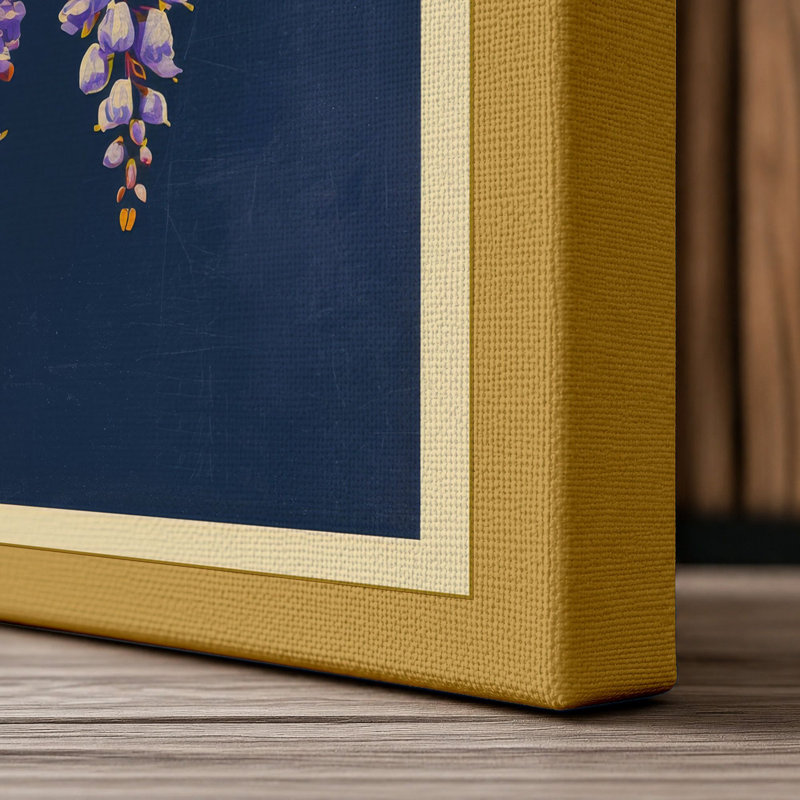 Cascading Wisteria Japandi - Wrapped Canvas, 36x24 - 91.4 x 61.0 cm, Ochre Border