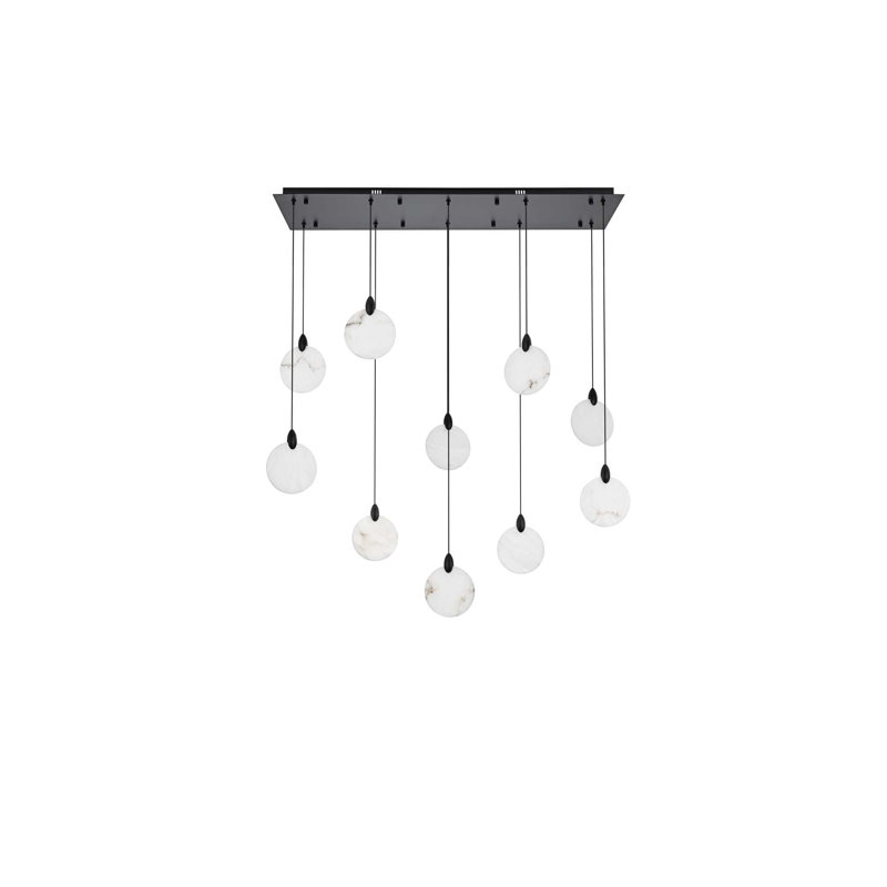 Luminaire suspendu rectangulaire noir albâtre Avery, H 125 po x l 42 po x P 12 po, Noir