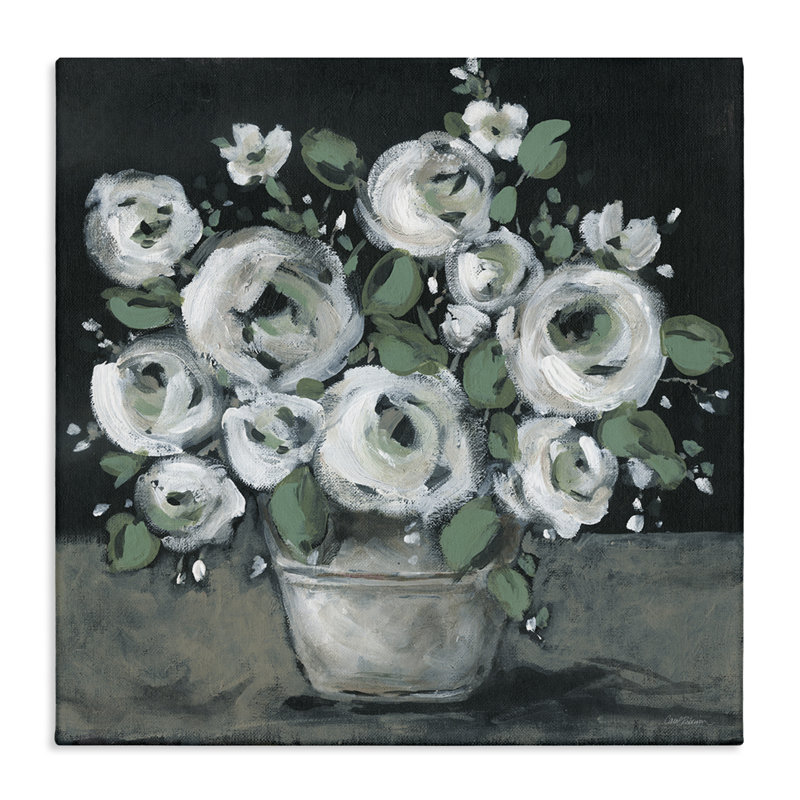 Art mural sur toile «Mute White Bouquet» par Carol Robinson, H 30 po x l 30 po