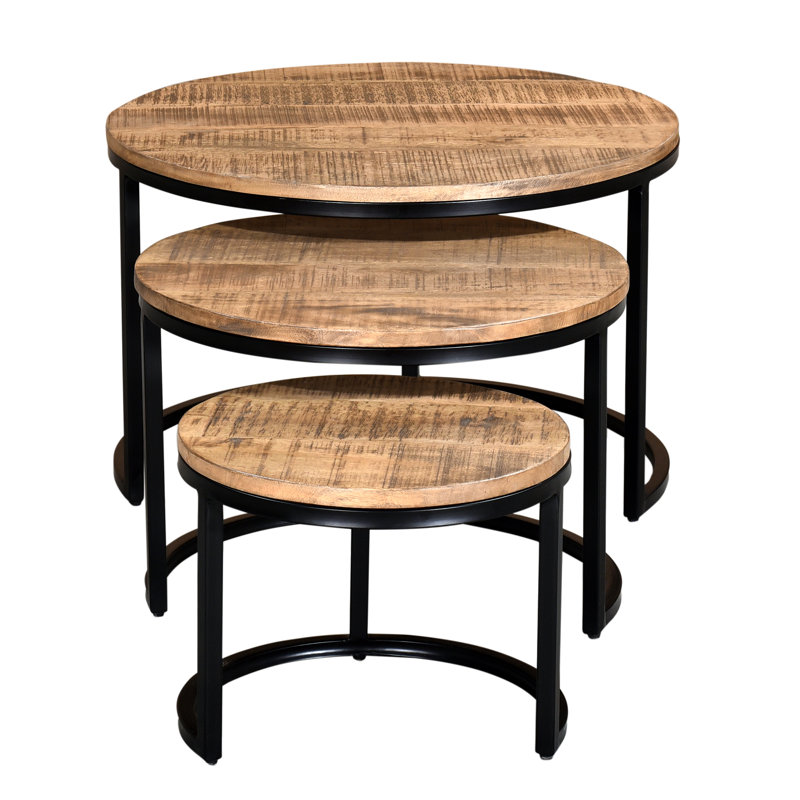 Jaqualine Solid Wood Top Nesting Coffee Table