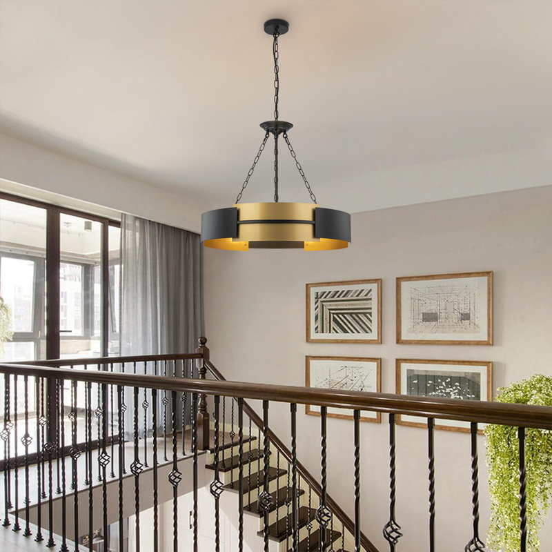 Vankirk 6-Light Industrial Dimmable Drum Chandelier