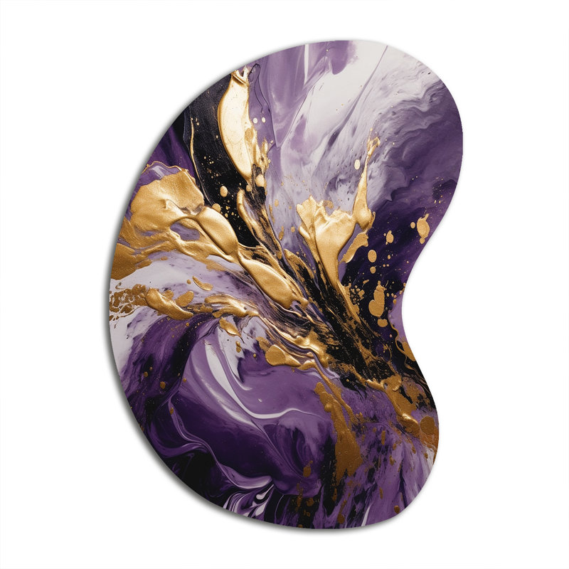 Mauve et or liquide Magic II - forme unique, art abstrait en métal, sculpture murale asymétrique en métal, H 39 po x l 28 po
