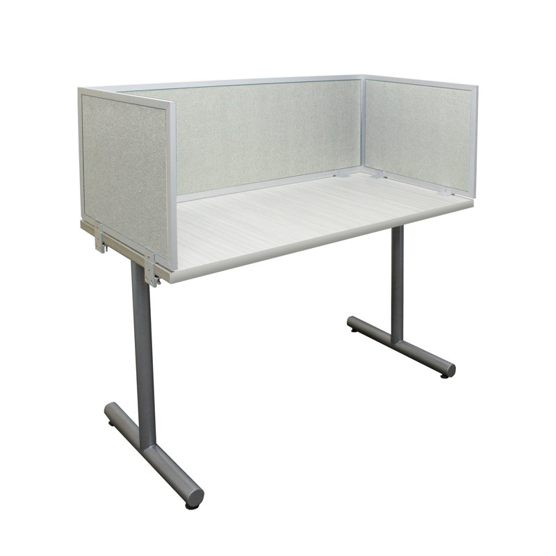 Panneau d'intimité acoustique fixé au bureau, Sombre, Aluminium, H 24 po x l 48 po x P 0,63 po