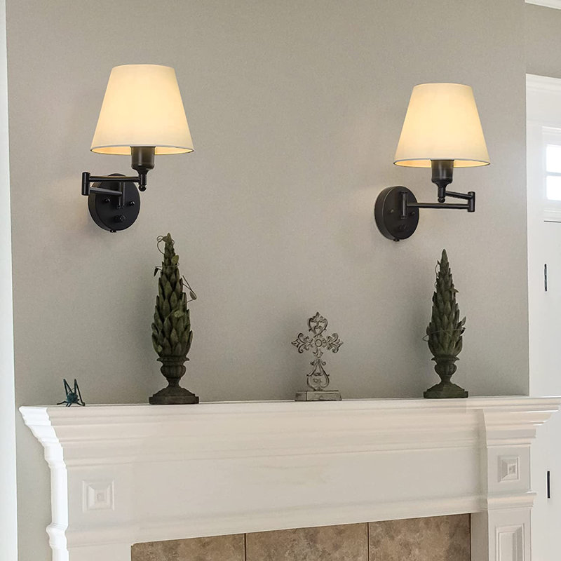 Stevierae Steel Plug-in Swing Arm Sconce, Brown