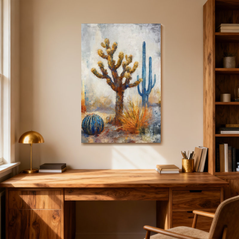 Plantes et fleurs, paysage de cactus du désert, reproduction d'art sur toile, H 36 po x l 24 po