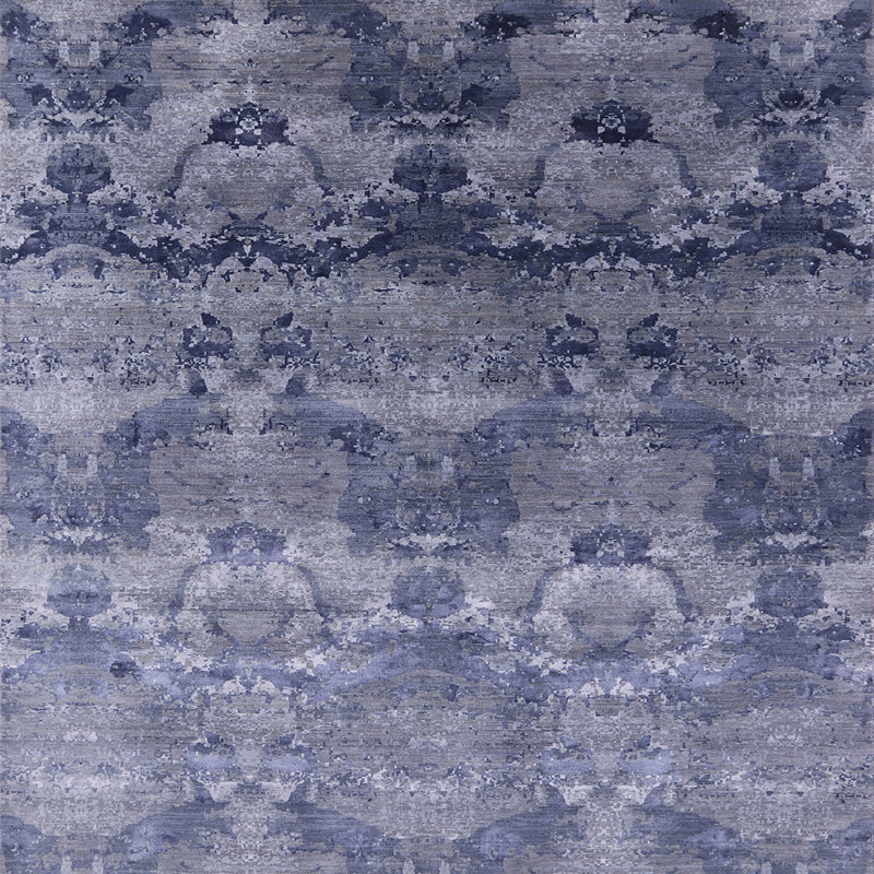 Tapis oriental noir et gris, Carré 3 pi