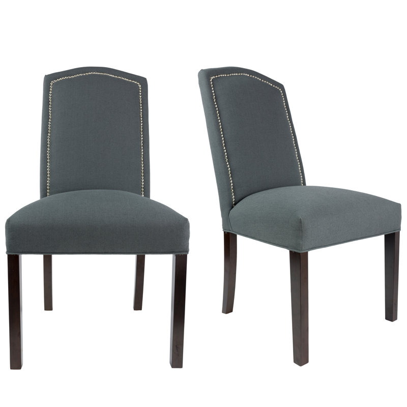 Upholstered Dining Chair, Espresso, Bronze, Charcoal Gray