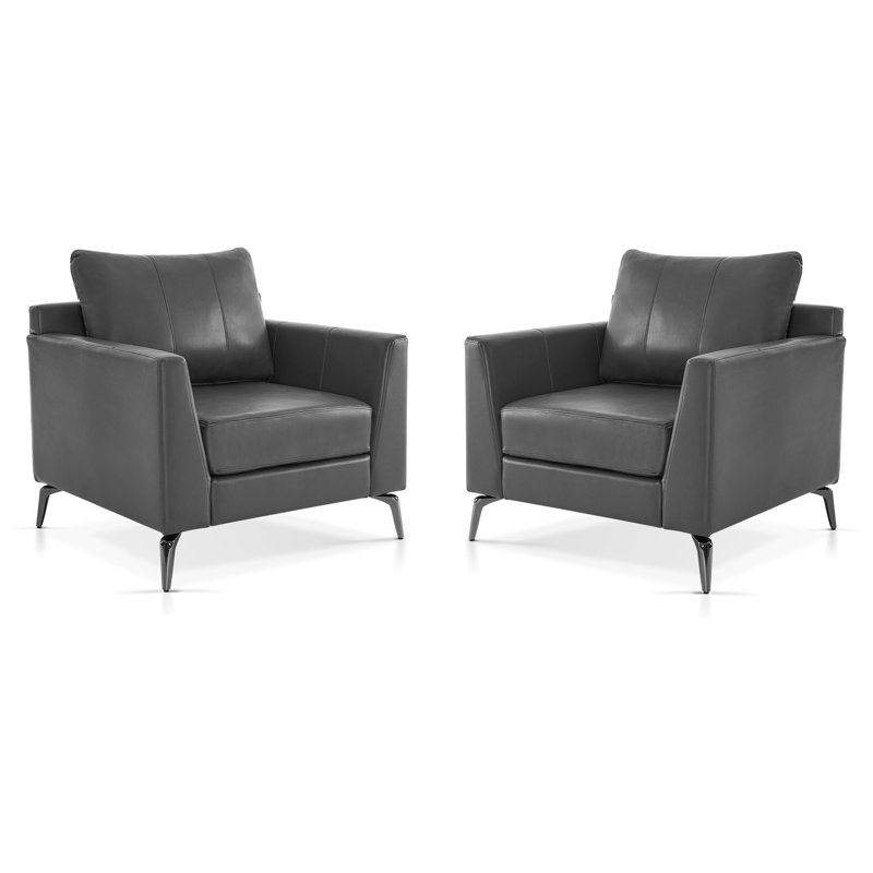 Fauteuil d'appoint rembourré en similicuir 2 pièces Dametrius, Gris