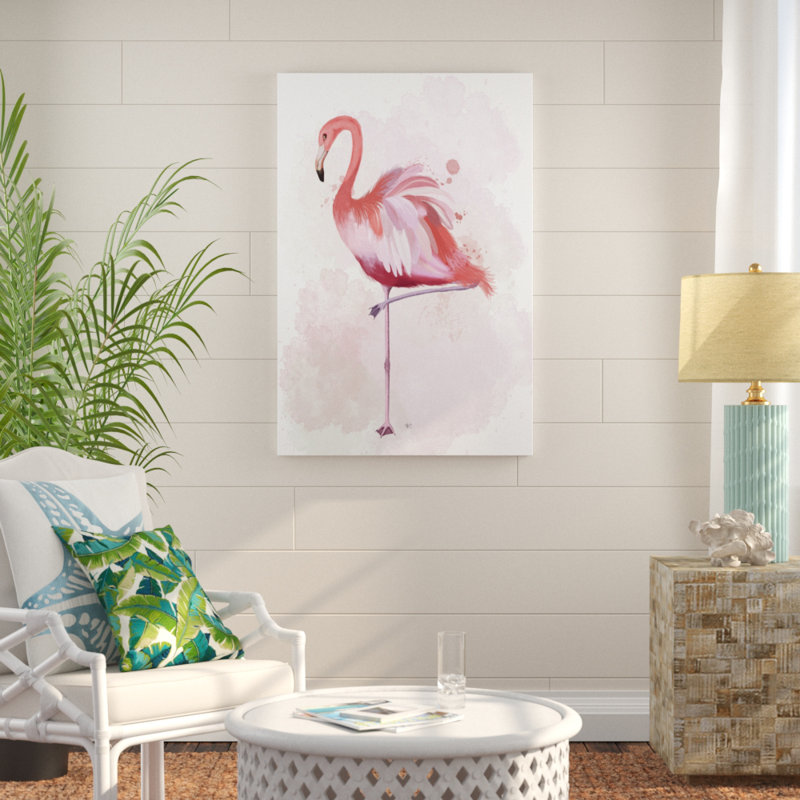 Fluffy Flamingo 4 by Fab Funky - Painting Print, 122cm H x 81cm W, Black Floater Framed