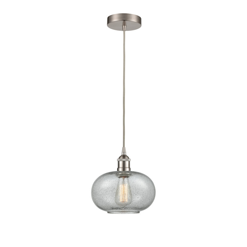Luminaire suspendu simple à 1 lumière Bobtown, Gris anthracite, Nickel satiné brossé