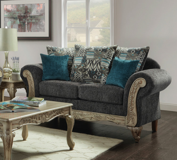 Isah Carved Wood Traditional Loveseat