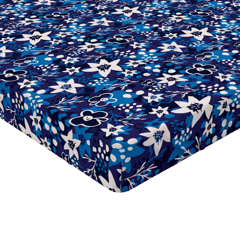 Ambesonne Yoga Fitted Sheet 2-Pack Pastel Blooming Lotus, Twin Fitted Sheet, Indigo/Violet Blue Floral