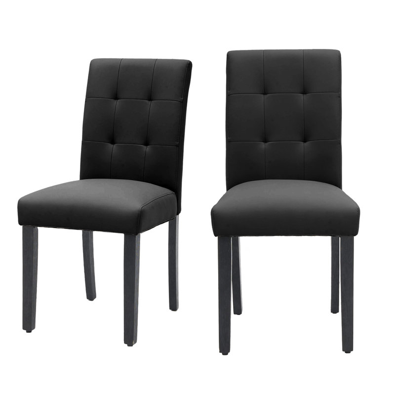 Faux Leather Upholstered Dining Chairs, Black