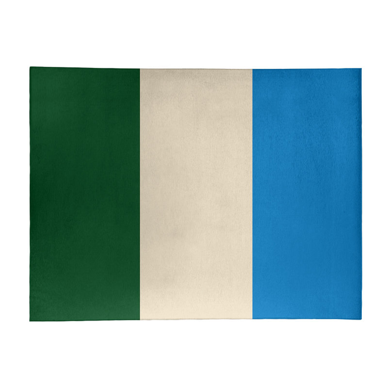 Tapis à rayures vert/crème/bleu, Rectangle 9 pi x 12 pi
