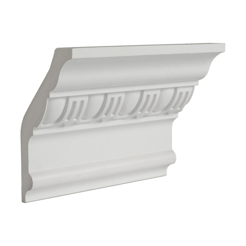 6 in Long White Polyurethane Egg and Dart Crown Moulding Sample