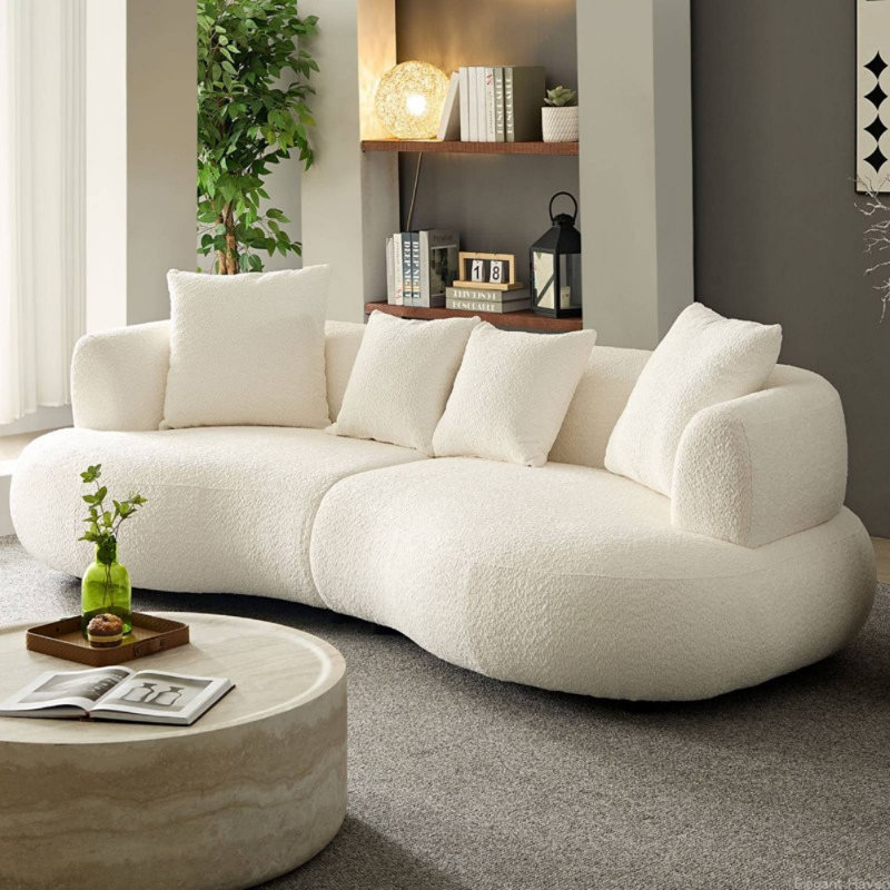 Canapé de style italien à lumière luxueuse, Blanc