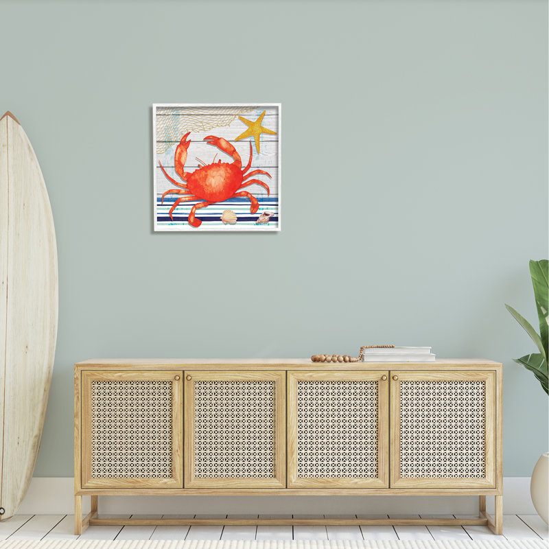 Art nautique encadré giclée par crabe rouge, H 24 po x l 24 po x P 1,5 po, Cadre blanc
