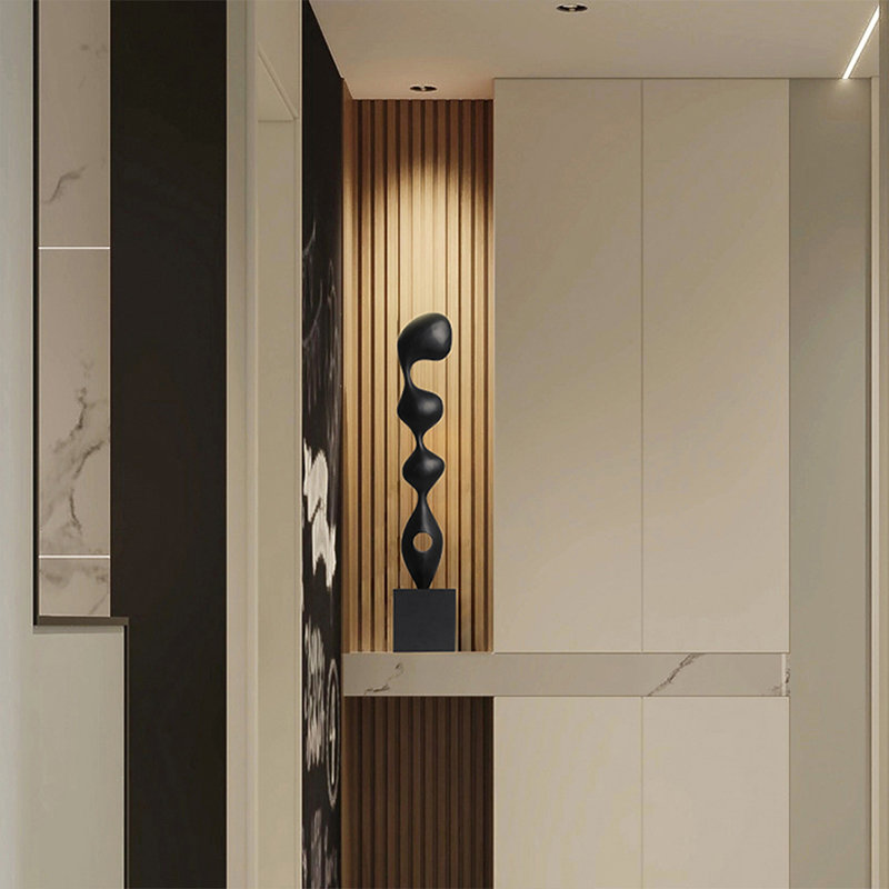 Black Free Form Solid Wood Decorative Object