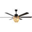 Grand ventilateur de plafond noir 65 po avec ensemble d'éclairage et moteur réversible à 6 vitesses Bohemia