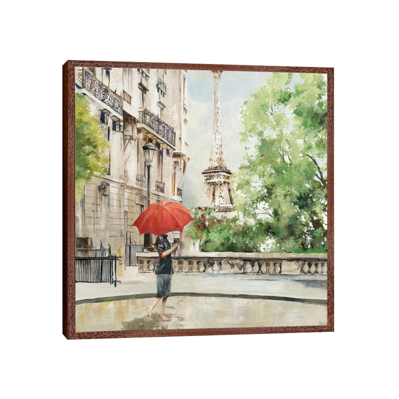 Paris Walk by Allison Pearce - Painting on Canvas, 66.04 cm H x 66.04 cm W, Classic Brown Wood Framed Canvas
