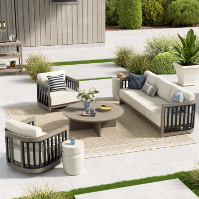 Sereno Patio 5 Person Aluminum Swivel Conversation Set With Cushions