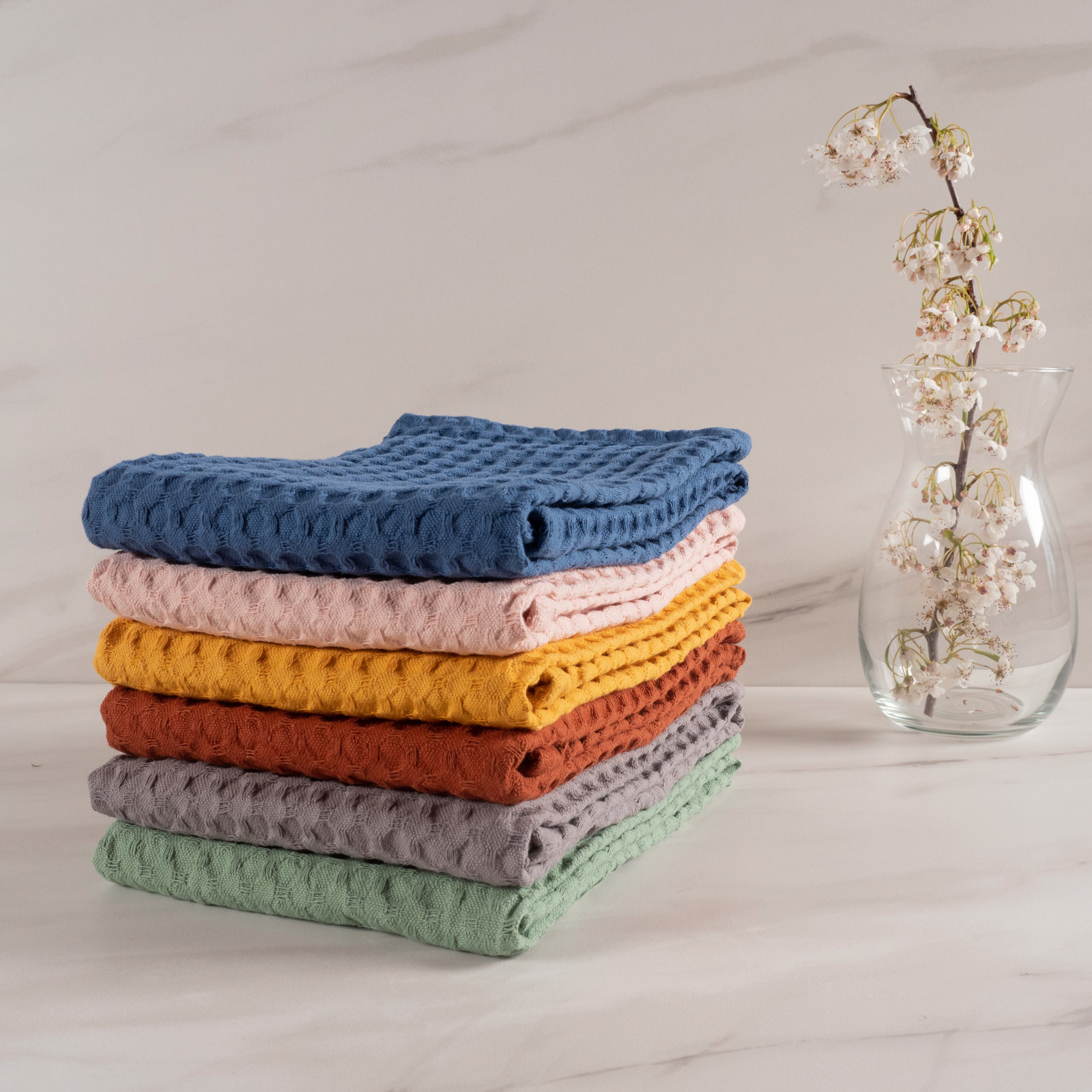 Estero Cotton Waffle Dish Cloth Kitchen Towel, Sierra