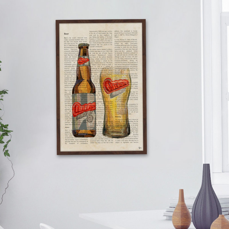 « bière history », reproduction d’art encadrée, H 18 po x l 12 po x P 1,5 po