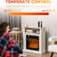Foyer électrique 27 po - chauffage 1400W avec effet de flamme, autoportant blanc, température réglable 62 82, télécommande, chauffage silencieux, flamme 3D réaliste, intensité, son semblable à un ventilateur pour