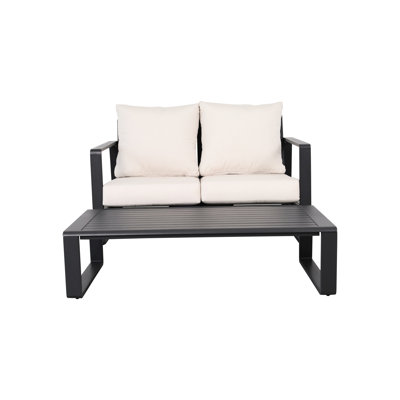 Double With Milky White Cushions #5453 & Rectangular Coffee Table. Aluminium Made For Long-Lasting Use. Spacious Table Decorative Items : And Construction Durability. Surface Various Items. Enhance