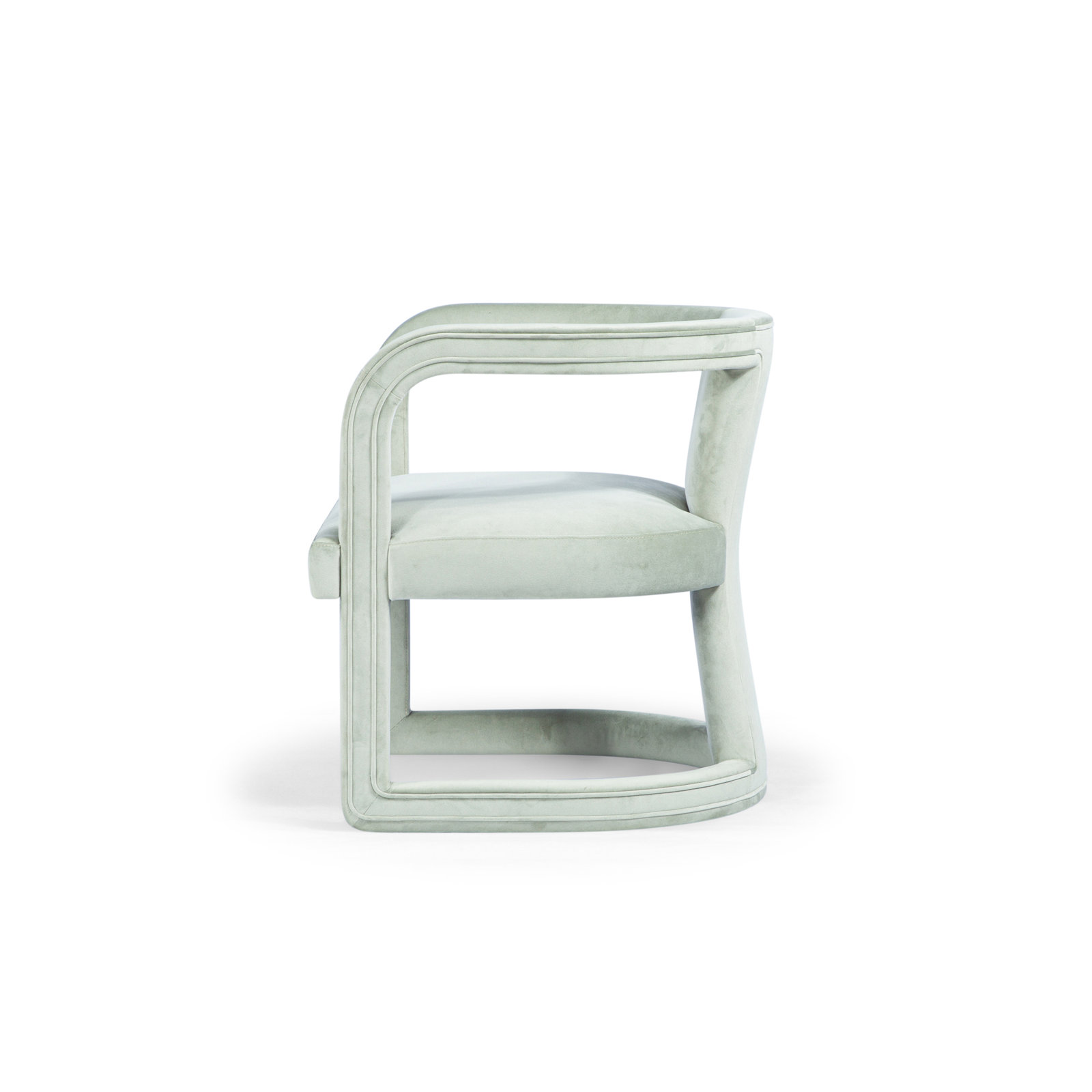 Nolita Mahogany Barrel Chair, Stax Moss Green Performance Velvet