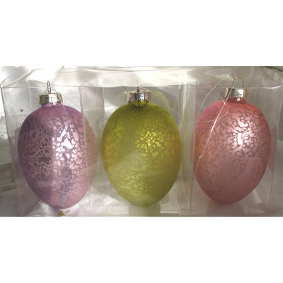 Ensemble de 6 décorations pour œufs de pâques en verre assortis