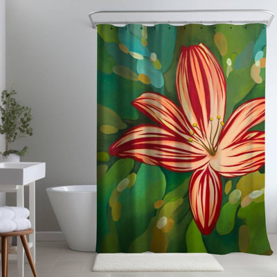 Floral – Polyester Shower Curtain, Dye Sublimation Print, 71" W × 74" L