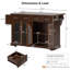 Îlot de cuisine mobile de 165 cm avec abattant, porte vitrée cintrée, prise électrique, 4 tiroirs, porte-épices et porte-serviettes-1270016162